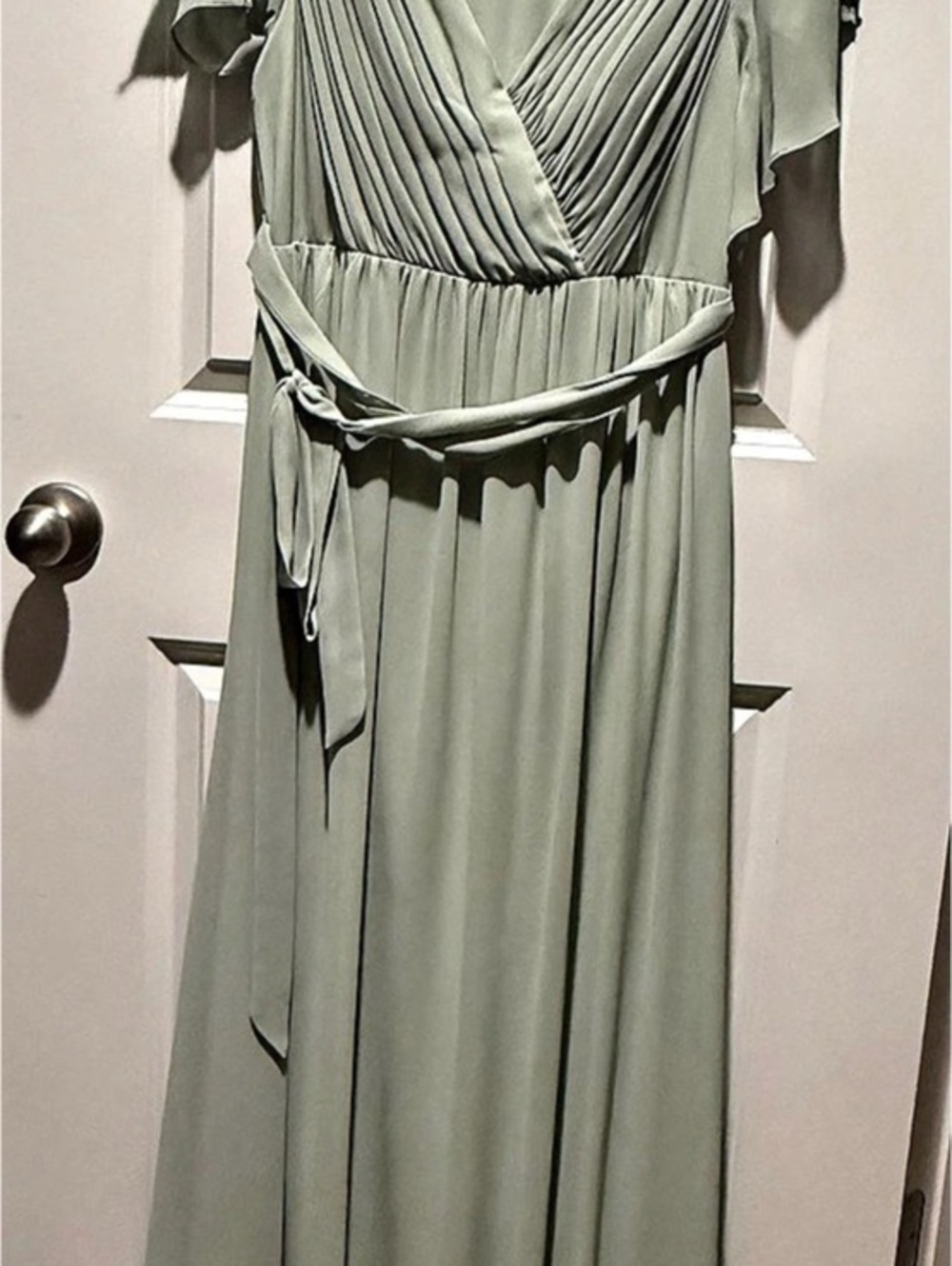 Ever Pretty Chiffon Pleated V-Neck Maxi Bridesmaid Dress with Flutter Sleeve